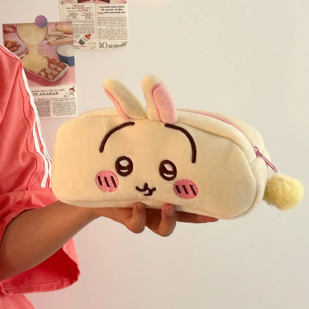 Chiikawa Pencil Case Usagi Hachiware Plush Office School Stationery Pen Bag Portable Cosmetic Bag Girl Boy Students Gifts