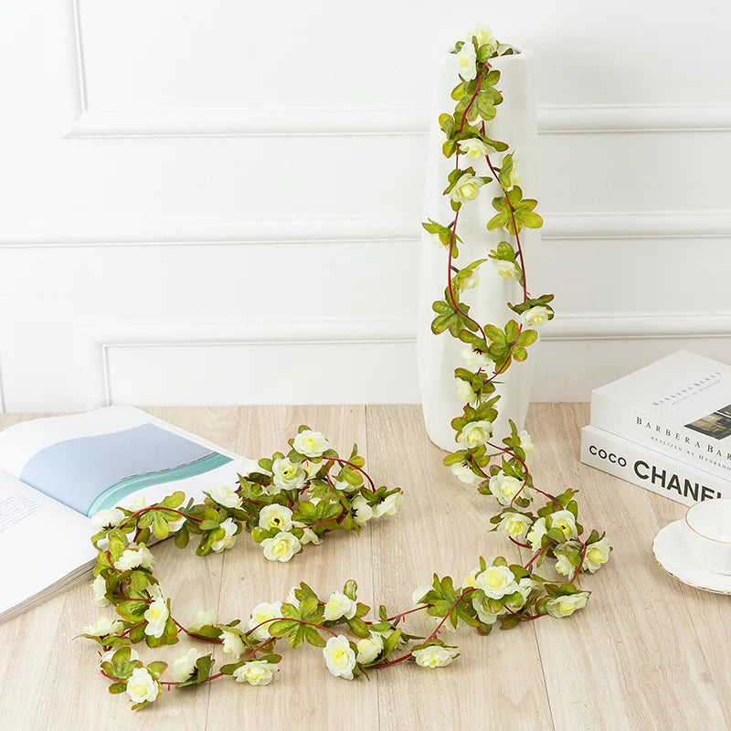 250CM Rose Artificial Flowers Christmas Garland for Home Room Wedding Decoration Spring Autumn Garden Arch DIY Fake Plant Vine