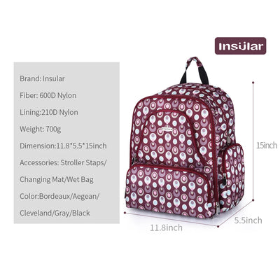 Insular Baby Diaper Bag Multifuntion Nappy Stroller Backpack Maternity Mummy Bag Baby Waterproof Diaper Changing Bag Backpacks