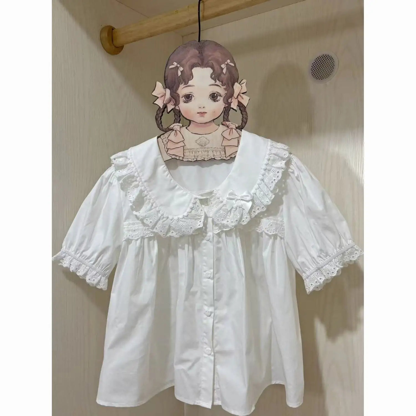 Preppy Style Kawaii Peter Pan Collar Blouses Women Summer Sweet Ruffle Short Sleeve White Shirt Girl Japanese Lolita Jk Shirts