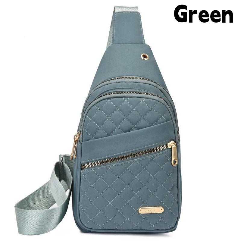 Women Chest Bag Simple Ladies Crossbody Bag Small Sling Backpack Fashion Large Capacity Waterproof Sling Bag with Headphone Jack