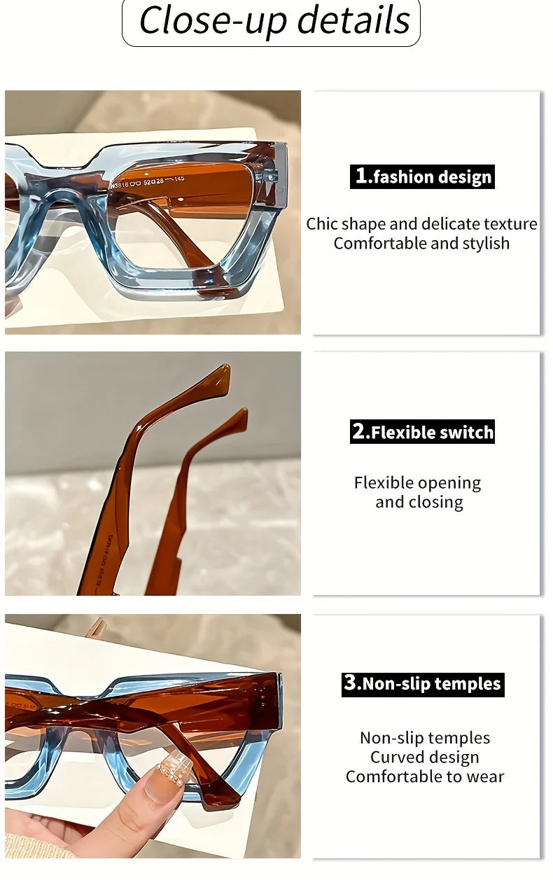 Y2K Oversized Clear Lens Glasses with Leopard Print Frame, Blue Light Blocking, Fashionable Accessory for Casual Attire
