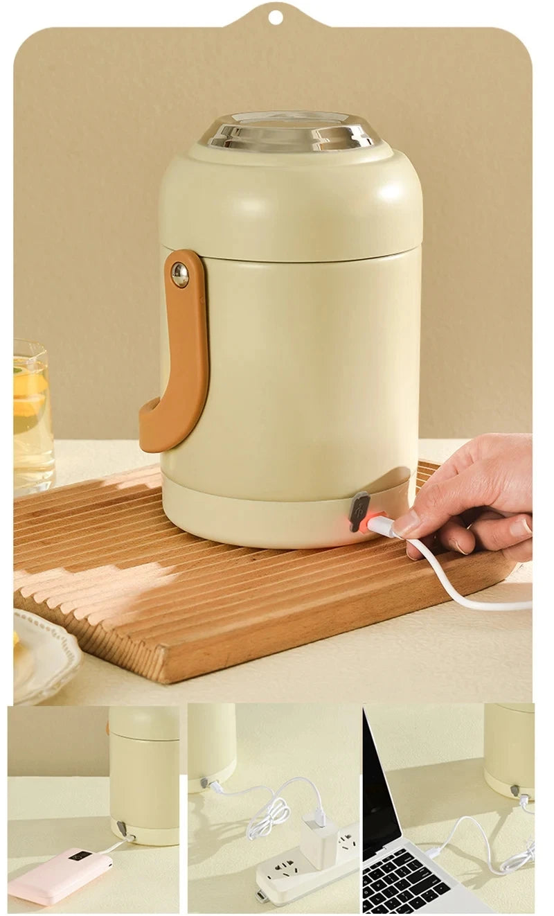 USB Electric Lunch Box Large Capacity Stainless Steel Insulation Bento for Student Office Thermal Heating Food Warmer Container