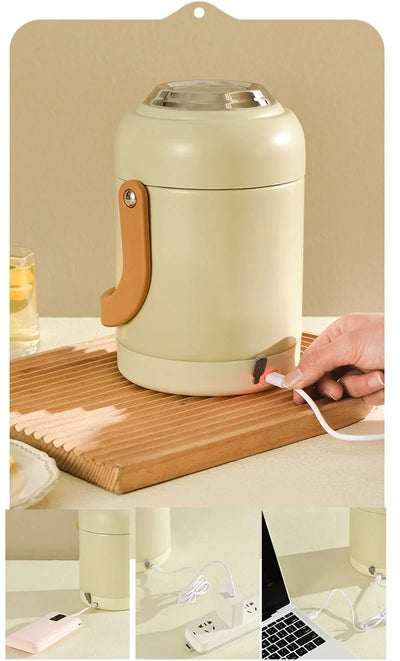 USB Electric Lunch Box Large Capacity Stainless Steel Insulation Bento for Student Office Thermal Heating Food Warmer Container