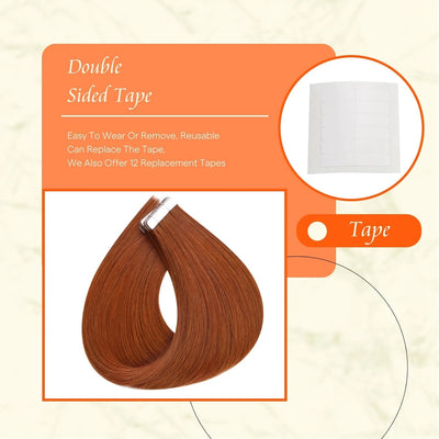 [New Color] Full Shine Tape in Hair Extensions Human Hair Brazilian Remy Straight Hair Extensions 20 Pcs 50G for Women