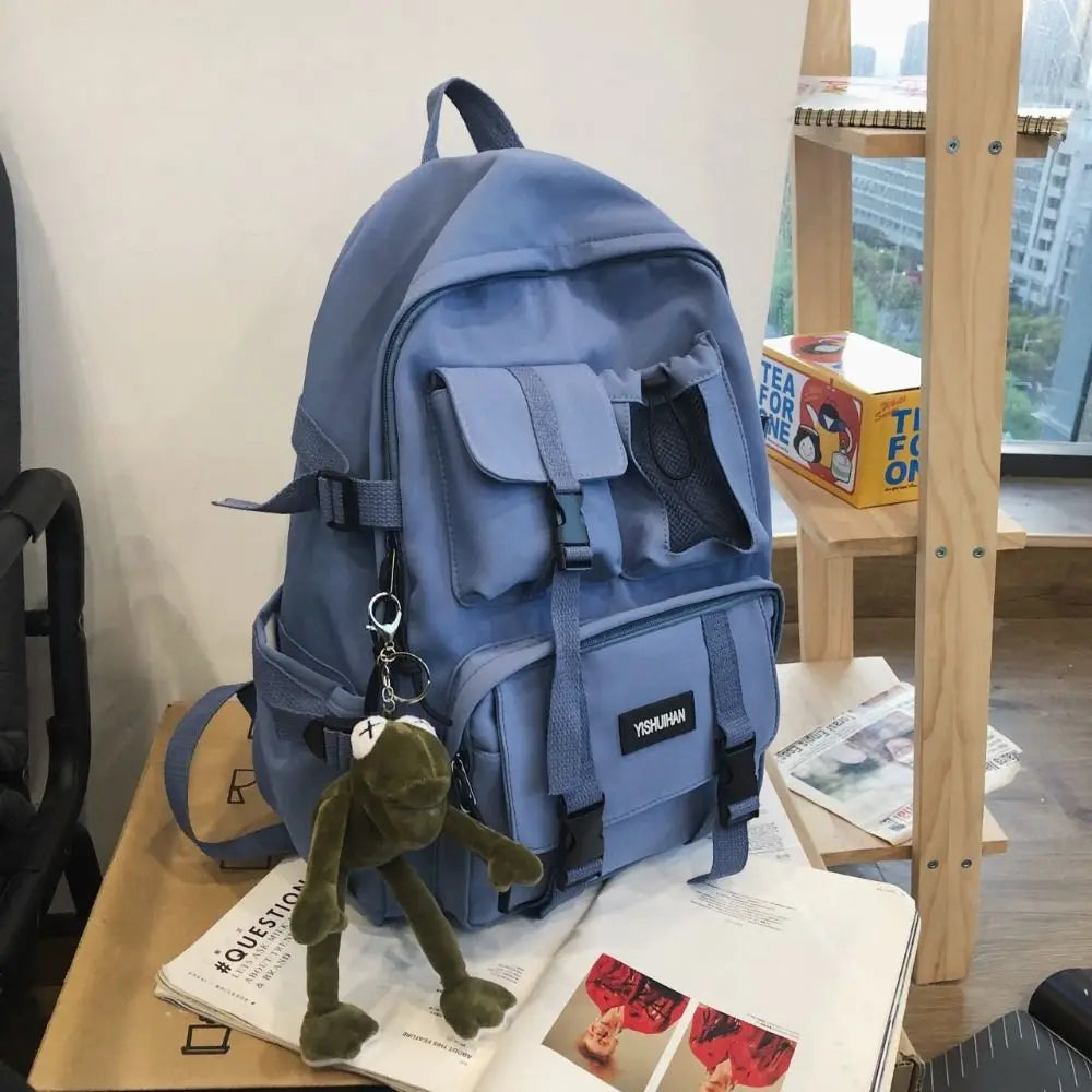 Casual Nylon Student Backpack Canvas Harajuku Shoulders Bag Rucksack Large Capacity School Bag Lady