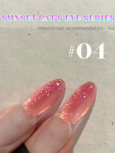 1-24pcs ZH Spring Summer Nails Red Champagne Gold Cat's Eye Gel Nail Polish Nail Art Versatile Popular Whitening Nail Supplies