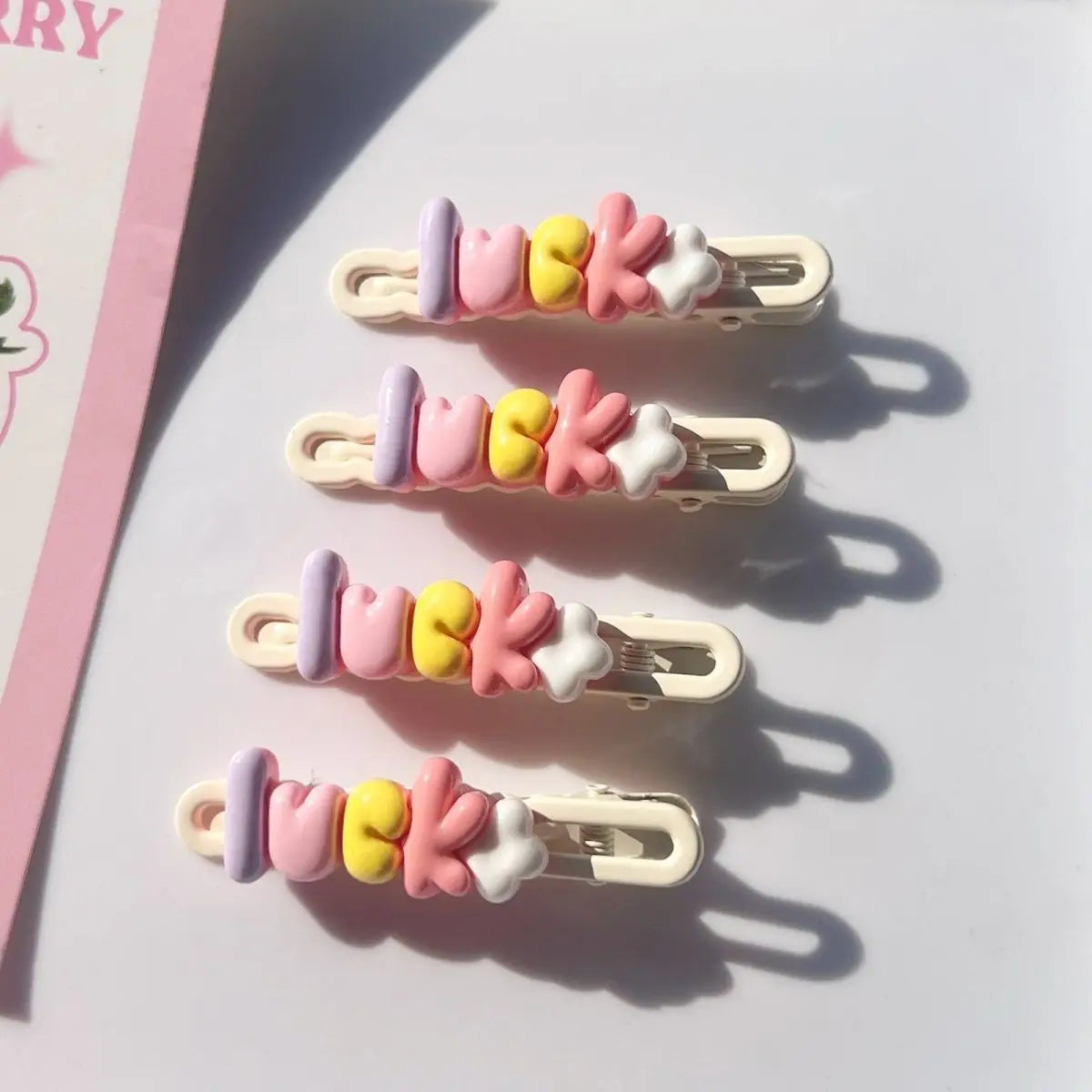 Lucky Dopamine Y2K Sweet Girly Hair Clips for Women Pastel Cream Cute Side Bangs Barrettes Hair Accessories for Kids BB Duckbill