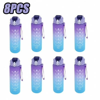 900ml Leakproof Water Bottles with Times To Drink and Straw Motivational Drinking Sports Water Bottle for Fitnes Gym Outdoor