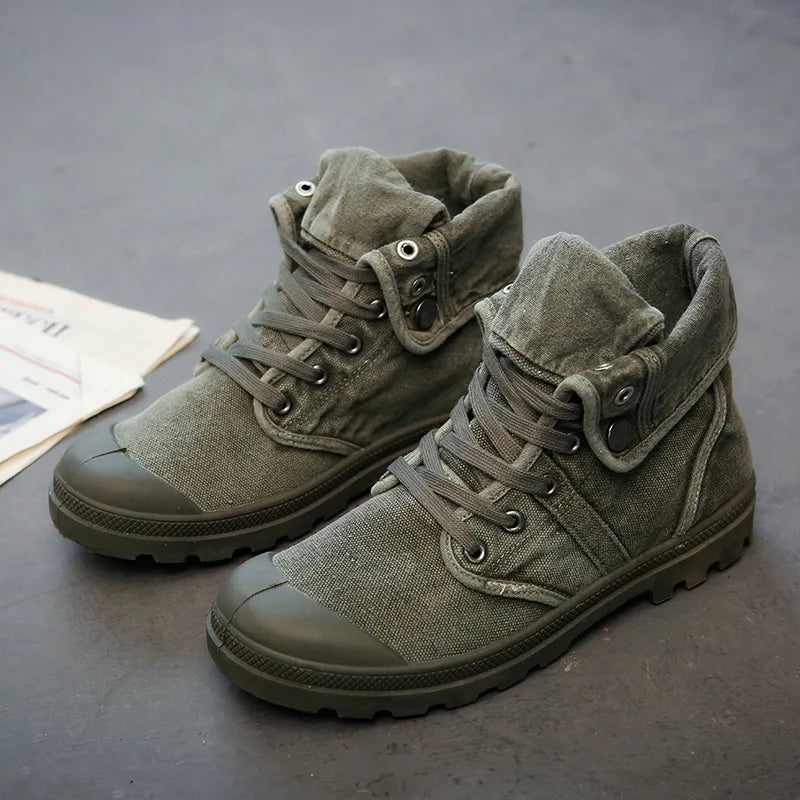 Ankle Boots for Men Sneakers Lace-up Outdoor Men Casual Shoes Flats Breathable Comfortable Canvas Shoes Male Zapatos Hombre