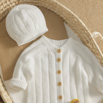 Ma&Baby 0-18M Warm Baby Clothing Knit Romper Newborn Infant Toddler Boy Girl Long Sleeve Jumpsuit + Hat Fall Spring Outfits