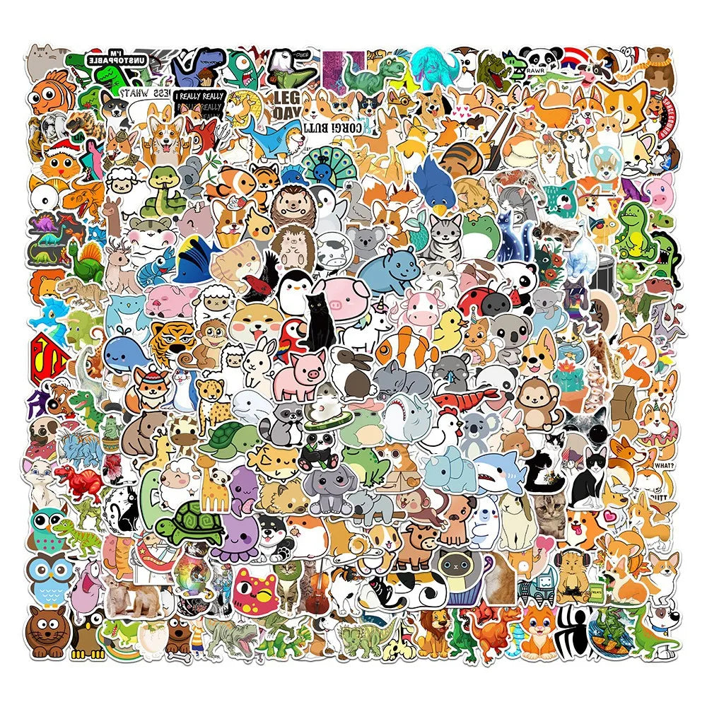 100/300PCS Mix Cute Cartoon Animals Graffiti Stickers DIY Phone Guitar Laptop Notebook Suitcase Cup Waterproof Sticker Kids Toy