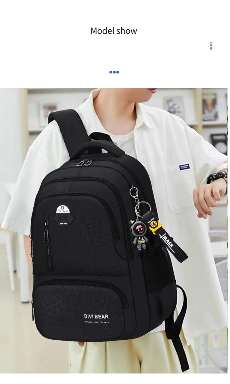 2025 Large capacity men's backpack with astronaut pendant 2 sizes of student school backpacks Student nylon school bags mochilas