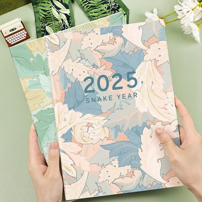 Portable 2025 Monthly Notes Notebook, A4/A5 Size 24 Sheets Annual Calendar Planner for School Travel Business Work Home Writing