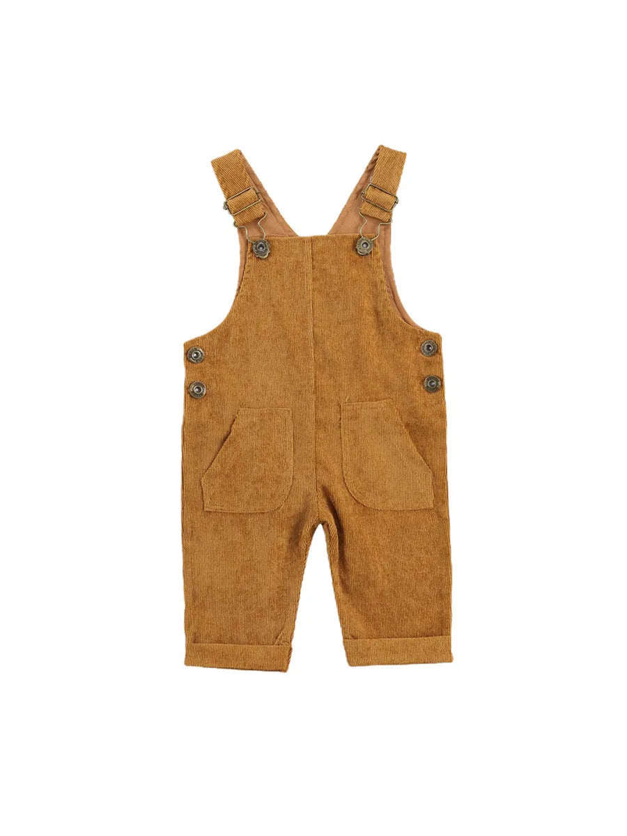 0-24months Unisex Baby Suspender Pants Jumpsuit With Buttons Fit Solid Color Overalls For Toddler Boys And Girls