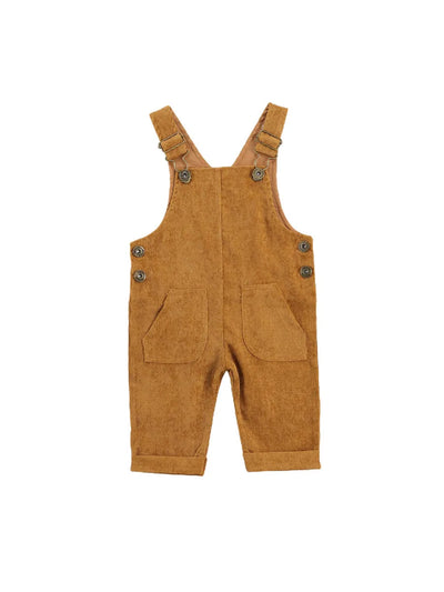 0-24months Unisex Baby Suspender Pants Jumpsuit With Buttons Fit Solid Color Overalls For Toddler Boys And Girls