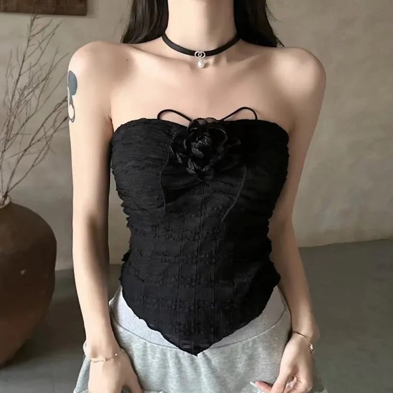 Flower Ruched Halter Top