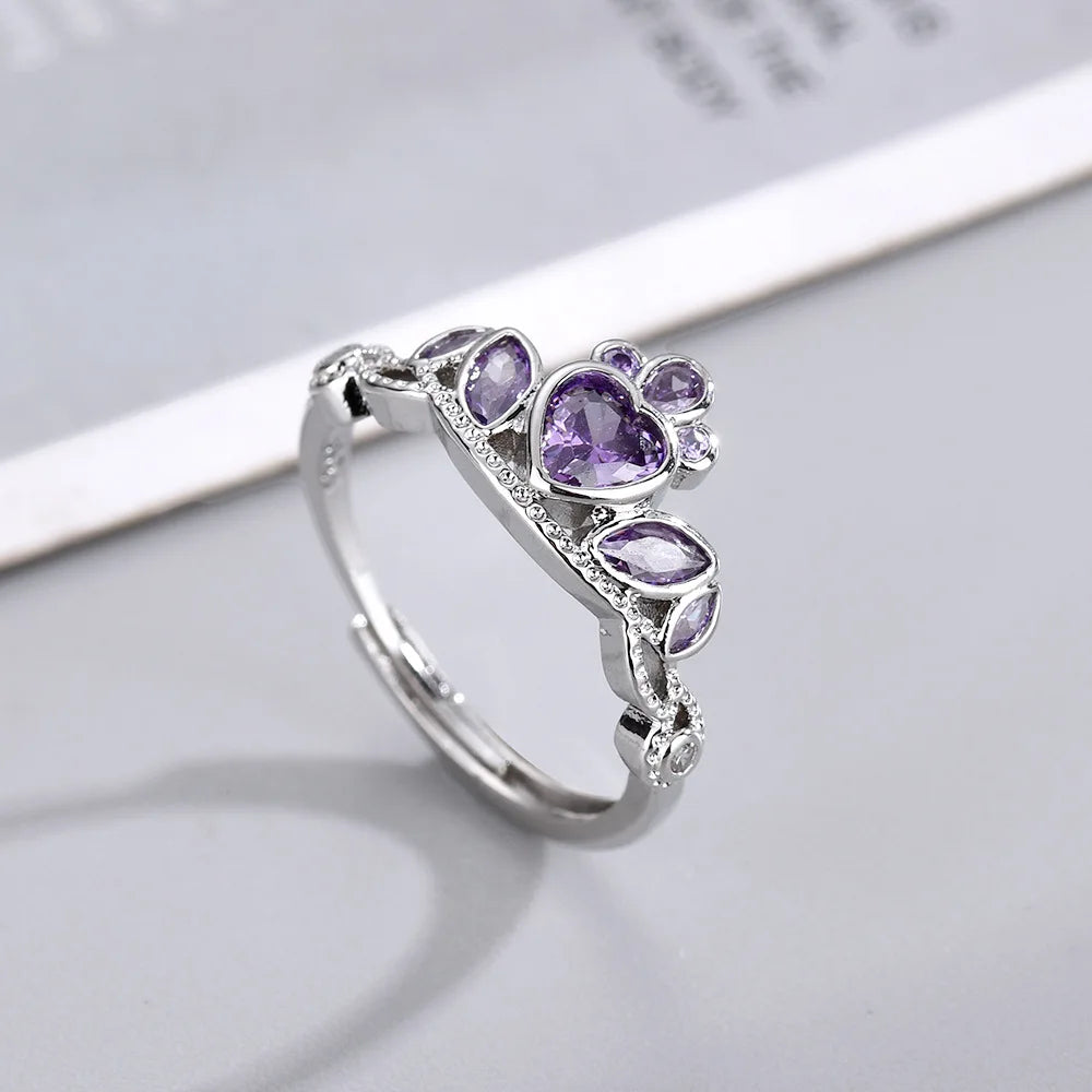 Rapunzel Crown Rings,School Blair Crown Ring,Princess Charm Jewelry,Woman Girl Wedding Party Accessories,Adjustable Rings Gifts