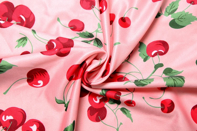 Weird Puss Hottie Sexy 3 Piece Set Women Summer Cherry Print Halter Bra+Thong+Skirts Vacation Beach Party Clubwear Matching Suit