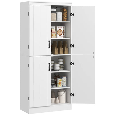 HOMCOM Kitchen Cupboard Storage Cabinet w/ 4 Doors and Adjustable Shelves,White
