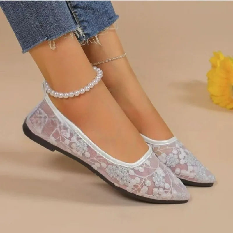 Women Flat Shoes 2025 New Summer Flat Sneakers Women Mary Jane Shoes Breathable Mesh Ballet Loafers Shoes Zapatos De Mujer