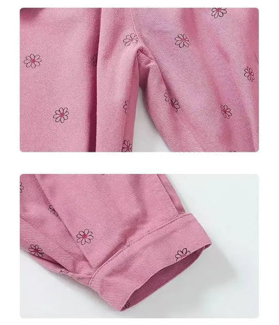 Girls Coat and Pants Two Piece Set 2025 Spring and Autumn New Korean Fashion Floral Casual Coat and Pants Two Piece Set Trend