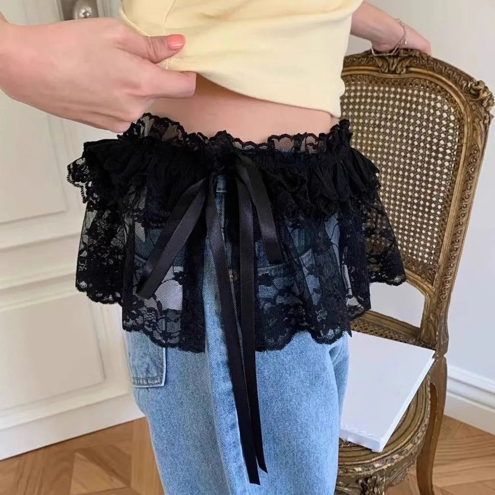 Embroidered Flower Lace Mini Skirt