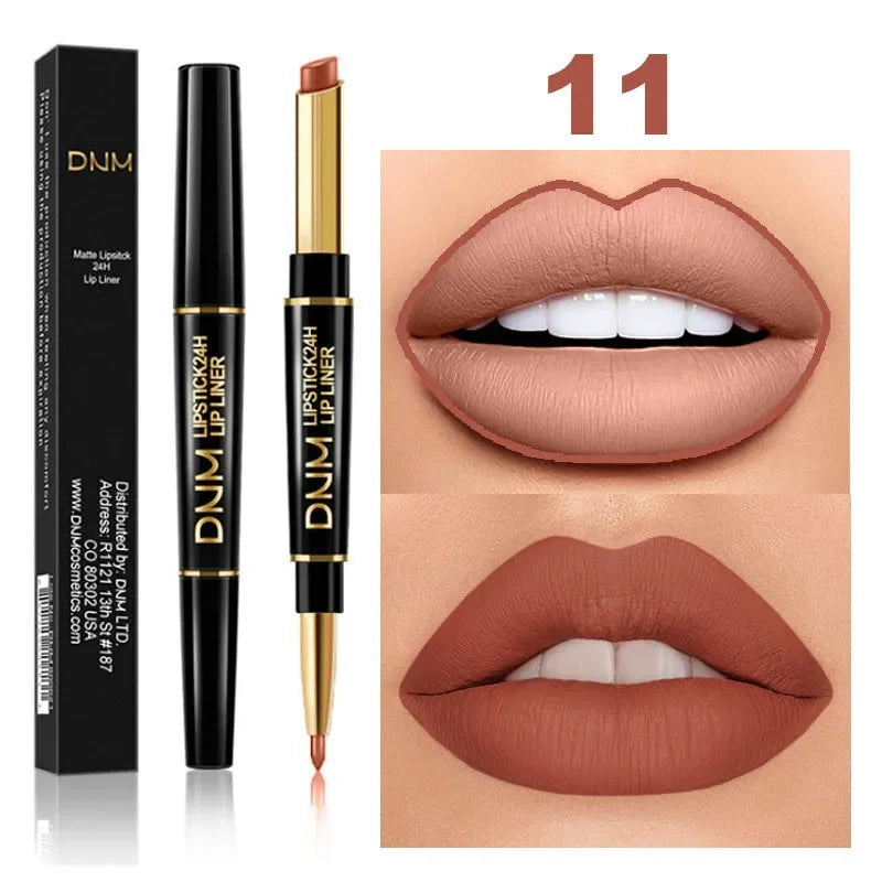 12 Colors 2 In1 Long-lasting Lip Liner Matte Lipsticks Portable Lip Pencil Waterproof Moisturizing Lip Makeup Contour Cosmetics