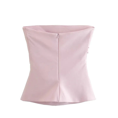 2025 Women Tube Top White Black Off Shoulder Crop Top Female Pink Sleeveless Backless Sexy Tops Woman Fashion Corset Tops