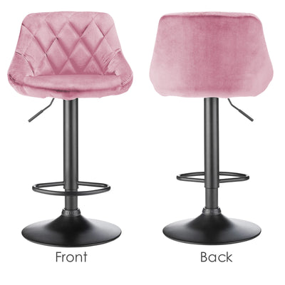 2-piece bar stool set, kitchen stool, upholstered bar stool, swivel bar stool height adjustable 85-105 cm, velvet seat, metal ba
