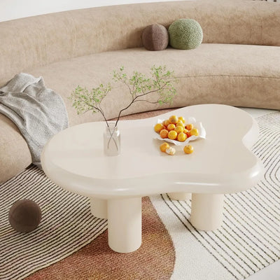 39.4" Cloud Coffee Table, Cute Cream Coffee Table with 4 Solid Legs, Modern Carton Center Table for Living Room, Home Office