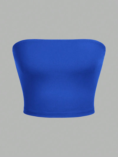Women's strapless vest sleeveless crop top lady's flat mouthed navel wrapped chest top ﻿party outfit strapless vest clothing