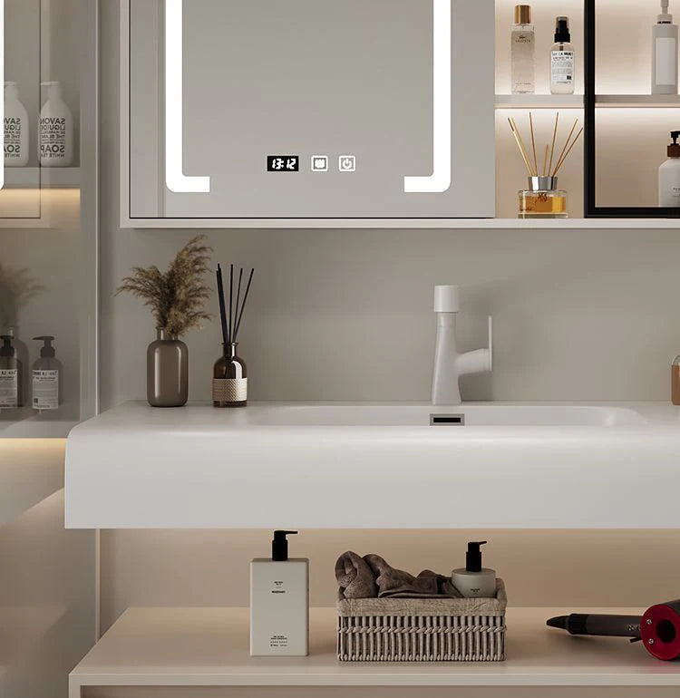 Bathroom Furniture Skin Sensor Bathroom Vanity Cabinet With Sink And Mirror Integrated Arc Washing Table Combination To Wash