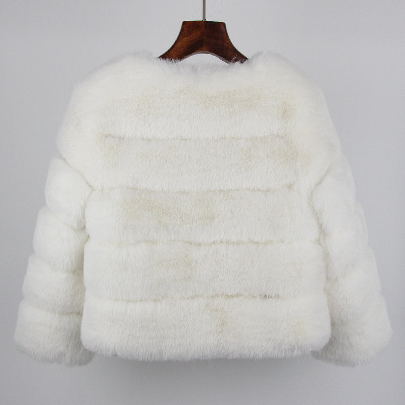 2023 Faux Fur Coat New Luxury Brand Winter Jacket Women Elegant Thick Warm Outerwear Streetwear Fake Fox Rabbit Fur Fashion