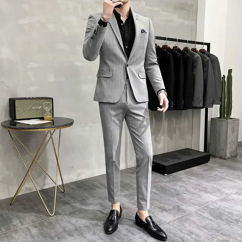 High-Quality Two-Piece Groom Wedding Suit Business Casual Banquet Costume for Men Luxury Ensemble with Trousers
