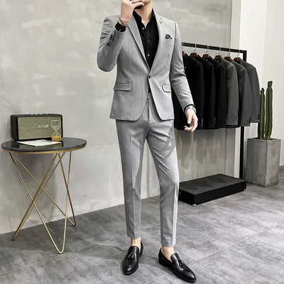High-Quality Two-Piece Groom Wedding Suit Business Casual Banquet Costume for Men Luxury Ensemble with Trousers