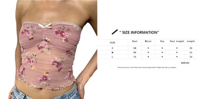 Xingqing y2k Off Shoulder Top Women Fairy Grunge Clothes Summer Sleeveless Lace Trim Patchwork Strapless Tshirt 2000s Streetwear