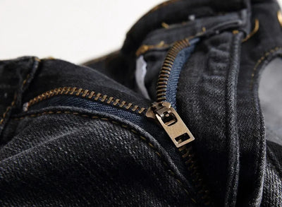 Jeans Men Long Pencil Pants Denim Pant High Waist Slim Fit Simple Zipper Splice Casual Regular Autumn Winter Straight Trousers