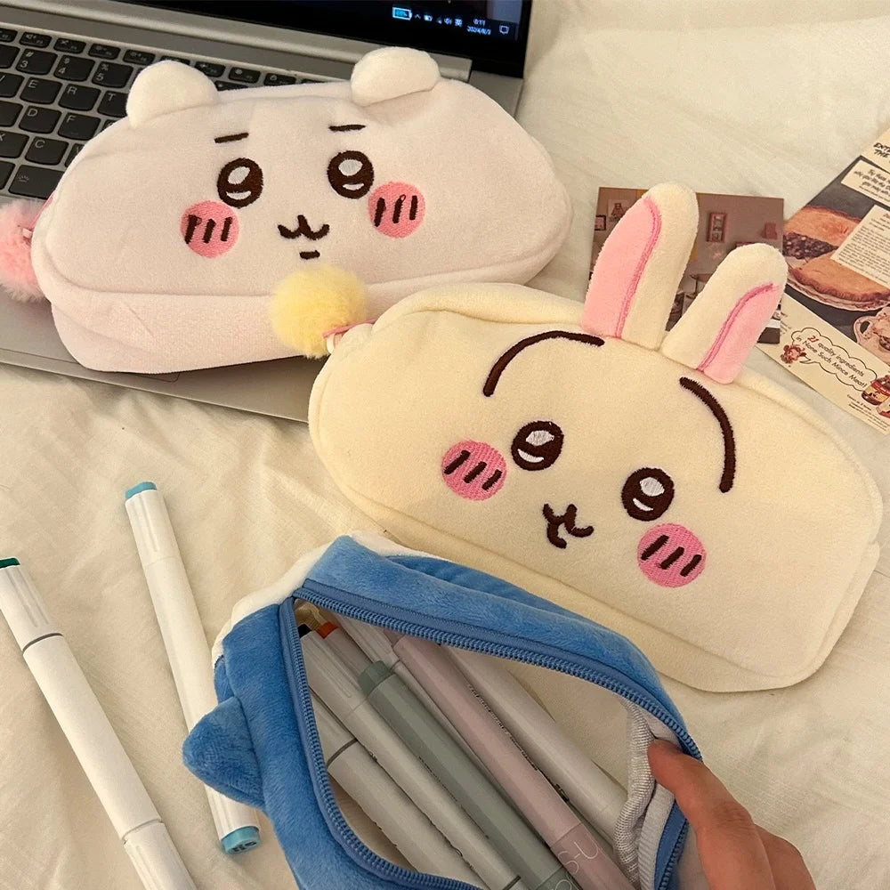 Chiikawa Pencil Case Usagi Hachiware Plush Office School Stationery Pen Bag Portable Cosmetic Bag Girl Boy Students Gifts
