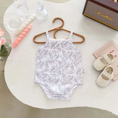 0-2 Years Old Baby Girls Jumpsuit Summer Thin Infant Romper Cotton Floral Prints Baby Sling Clothes
