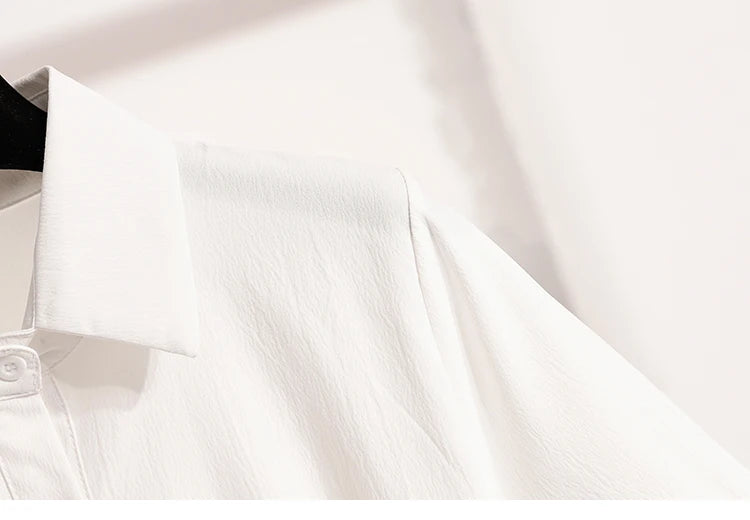 Plus Size Polo Shirt Women Summer 2025 New Korean Style Large Size Loose Chiffon Blouse Women Slim Waist Casual Tops Female