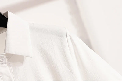 Plus Size Polo Shirt Women Summer 2025 New Korean Style Large Size Loose Chiffon Blouse Women Slim Waist Casual Tops Female