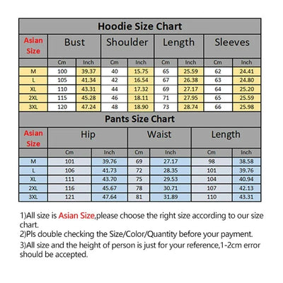 2024 Mens Tracksuit Print Zipper Hooded Jacket Coat+Slim Sweatpants Set Simplicity Warm Casual Jogging Sweatshirt Suit Clothing