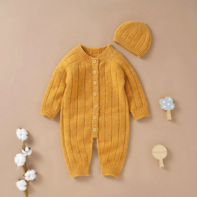 Ma&Baby 0-18M Warm Baby Clothing Knit Romper Newborn Infant Toddler Boy Girl Long Sleeve Jumpsuit + Hat Fall Spring Outfits