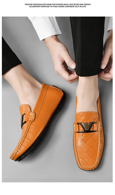 High-end Top-grain Cowhide Korean-style Bean Shoes, Men's Genuine Leather Breathable Business Casual Leather Shoes, Men's Shoes