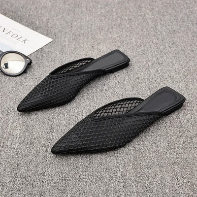 Women's Pointed Toe Slippers 2024 Summer Designer Mesh Beach Flat Shoes Slides Outside Mules Gladiator Sandals Zapatos De Mujer