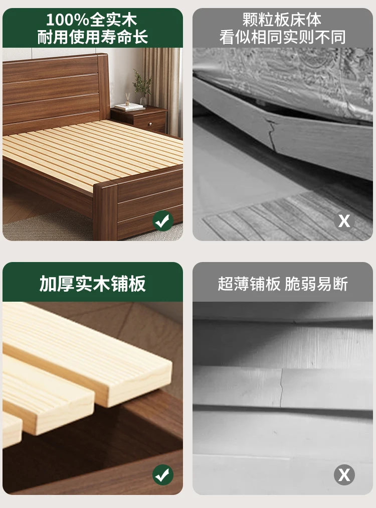 Wooden Cheap Storage Bed Bedroom Elegant Pretty Luxury Full Size Frame Bed Bases Queen Home Cama Box Casal House Accessories