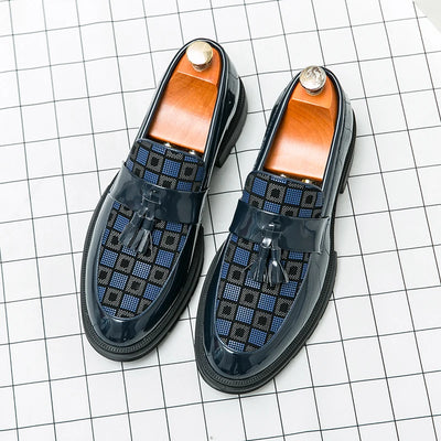 Fashion Brand Spring Tassel Patent Leather Glossy Men's Leather Shoes Business Dress Shoes New Comfortable Groom Wedding Shoes