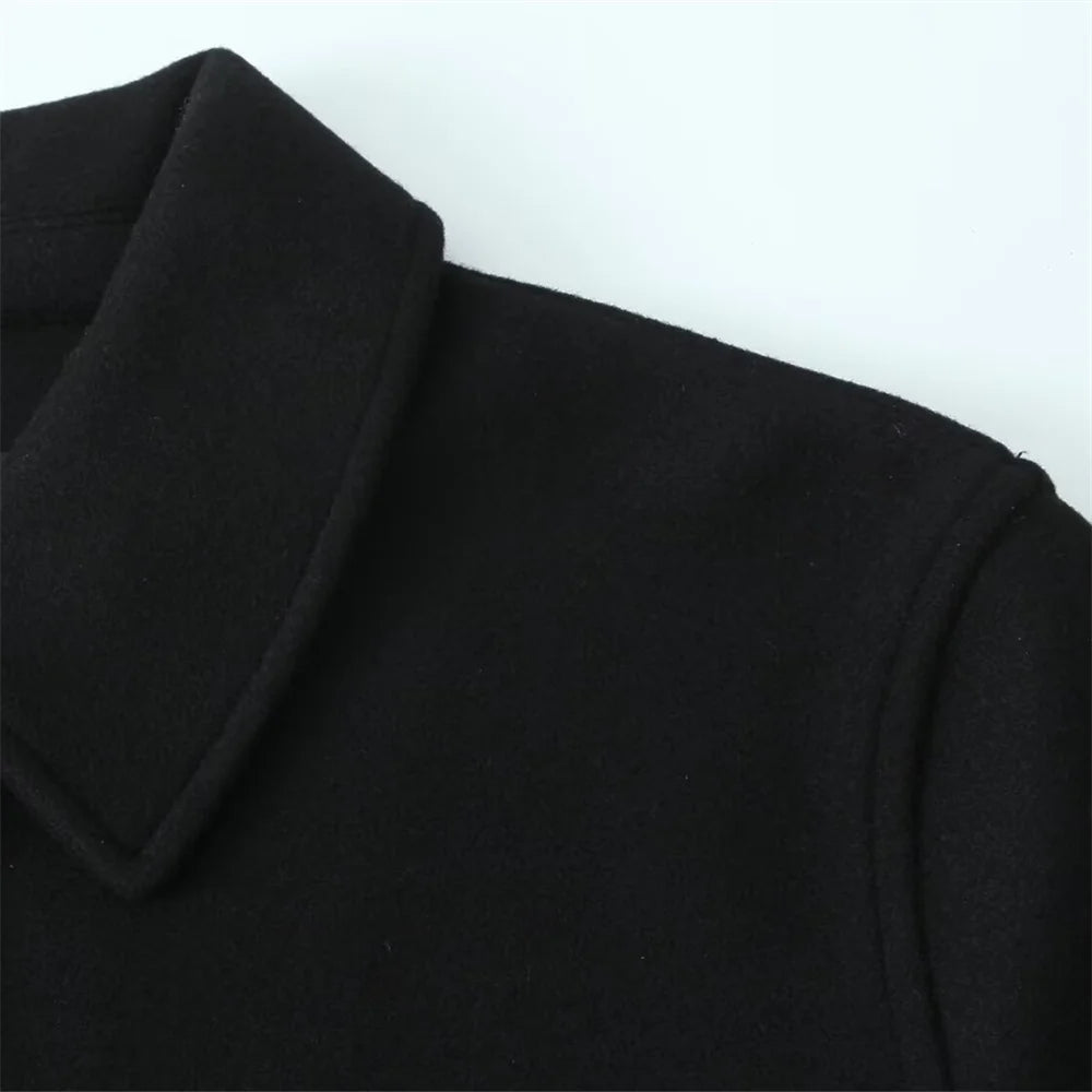2024 RARF loose single breasted lapel long sleeved short pocket decoration soft coat women's autumn and winter new item