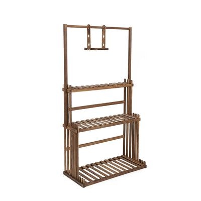 3 Tiers Heavy Duty Hanging Plant Stand Wood Garden Tall Flower Display Rack
